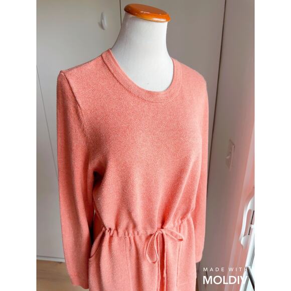 J Jill Sweater Dress Size Medium Midi Length Long Sleeve Soft Red Clay - Picture 6 of 9